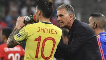 Carlos Queiroz y James Rodr&iacute;guez con la Selecci&oacute;n 