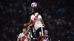 Miguel Borja durante un partido de River Plate en la Liga Argentina.