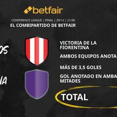 Olympiacos vs. Fiorentina: Combipartido de Betfair a cuota 10.0