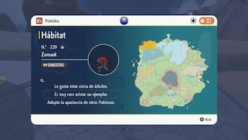 H&aacute;bitat de Zoroark en Pok&eacute;mon Escarlata y Pok&eacute;mon P&uacute;rpura