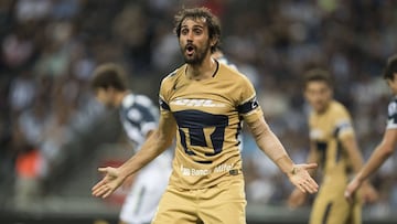 Foto de acci&oacute;n durante el partido Monterrey vs Pumas, correspondiente a la jornada 14 del Torneo Clausura 2018 de la Liga BBVA Bancomer, en el Estadio BBVA Bancomer, en la foto: Alejandro Arribas. 