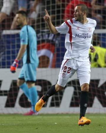 Aleix Vidal celebra el 1-0.