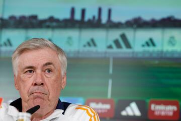 Ancelotti, hoy, en rueda de prensa.