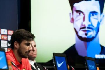 André Gomes, nuevo jugador del FC Barcelona en la rueda de prensa de presentación.