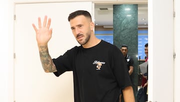 Dioni en su despedida del Málaga.