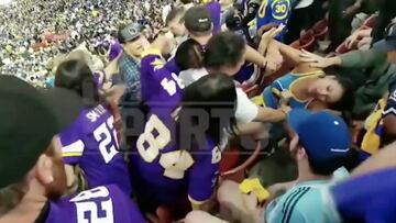 Brutal pelea durante un partido de NFL en LA: un aficionado de los Rams 'voló' ocho filas abajo