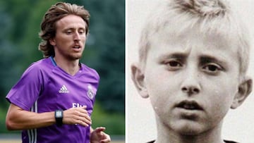 Im&aacute;genes de Luka Modric en un entrenamiento reciente del Real Madrid y de ni&ntilde;o.