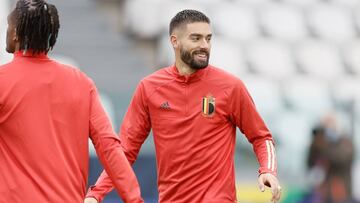 Yannick Carrasco durante un entrenamiento con B&eacute;lgica.