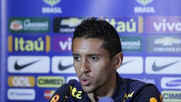 Marquinhos, en la rueda de prensa de Brasil.