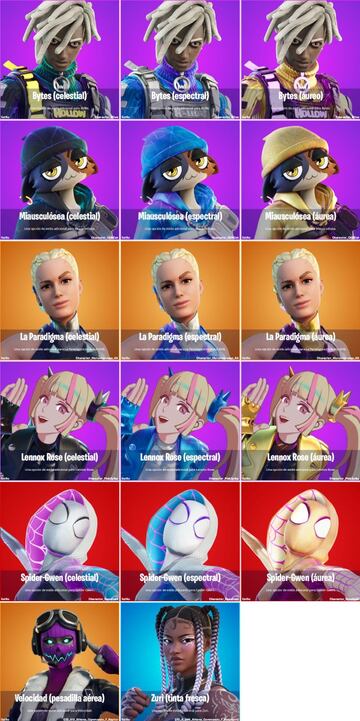 Todas las variantes de cosméticos nuevas del parche 22.10 de Fortnite