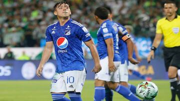 Daniel Ruiz en un partido de Millonarios en la Liga BetPlay.