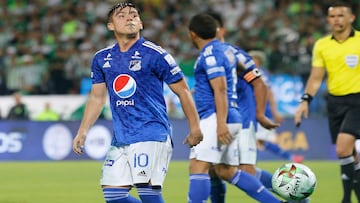 Daniel Ruiz en un partido de Millonarios en la Liga BetPlay.