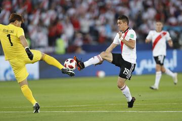 Los colombianos Juan Fernando Quintero y Juan Santos Borré fueron fundamentales para el equipo de Gallardo. El partido se disputaba contra el Kashima por el tercer puesto del Mundial de Clubes.