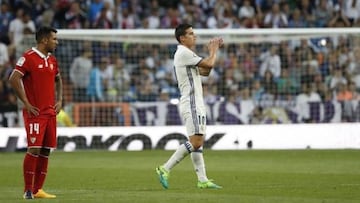 James applauds the Bernabéu