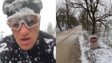 Michal Kwiatkowski y el recorrido de la Strade Bianche sufrieron las fuertes nevadas que han ca&iacute;do en Italia en los &uacute;ltimos d&iacute;as.