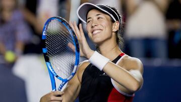 La tenista española Garbiñe Muguruza celebra su victoria ante la australiana Ajla Tomljanovic.
