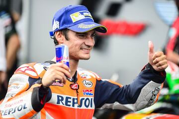 Dani Pedrosa celebrando su tercera plaza.