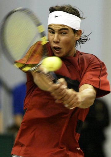 Rafa Nadal, en su debut en 2004 frente a Jiri Novak.