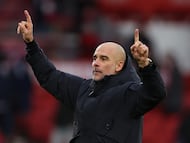 Soccer Football - Premier League - Nottingham Forest v Manchester City - The City Ground, Nottingham, Britain - December 27, 2025 Manchester City manager Pep Guardiola celebrates after the match REUTERS/Chris Radburn EDITORIAL USE ONLY. NO USE WITH UNAUTHORIZED AUDIO, VIDEO, DATA, FIXTURE LISTS, CLUB/LEAGUE LOGOS OR 'LIVE' SERVICES. ONLINE IN-MATCH USE LIMITED TO 120 IMAGES, NO VIDEO EMULATION. NO USE IN BETTING, GAMES OR SINGLE CLUB/LEAGUE/PLAYER PUBLICATIONS. PLEASE CONTACT YOUR ACCOUNT REPRESENTATIVE FOR FURTHER DETAILS..