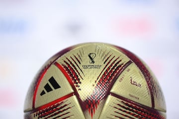 The "Al Hilm" ball, the official match ball which will be used in the Qatar 2022 World Cup football 