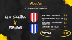 Real Sporting de Gijón vs. RCD Espanyol: Combipartido de Betfair a cuota 8.0