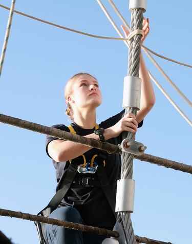 La Princesa Leonor, durante maniobras a bordo del buque escuela Juan Sebastián de Elcano, el 31 de enero de 2025.