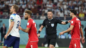 DOHA, QATAR - NOVEMBER 21: Referee Raphael Claus during the FIFA World Cup Qatar 2022 Group B match between England and IR Iran at Khalifa International Stadium on November 21, 2022 in Doha, Qatar. (Photo by Jean Catuffe/Getty Images)