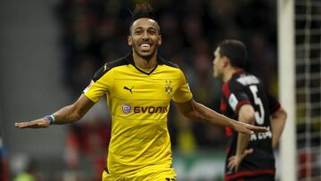 Aubameyang celebra un gol con el Dortmund.