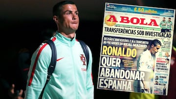 Cristiano Ronaldo en la portada de &#039;A Bola&#039; el viernes, 16 de junio de 2017.