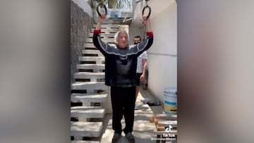 Abuelo de 83 años se agarra a los anillos y rompe TikTok