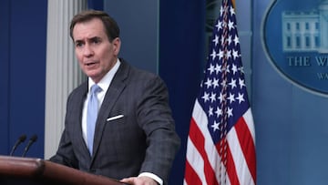 WASHINGTON, DC - FEBRUARY 10: Coordinator for Strategic Communications at the National Security Council John Kirby speaks during a daily news briefing at the James S. Brady Press Briefing Room of the White House on February 10, 2023 in Washington, DC. Kirby announced that the U.S. military, following President Joe Biden’s order, has just shot down a “high-altitude object,” over Alaska. (Photo by Alex Wong/Getty Images)