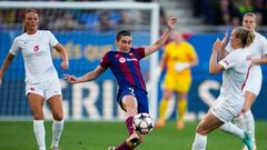 BARCELONA, 28/03/2024.- Mariona Caldentey (c), del Barcelona, en el partido de vuelta de los cuartos de final de la Liga de Campeones Femenina, entre el FC Barcelona y el SK Brann Kvinner, en el Estadio de fútbol Johan Cruyff, en Sant Joan Despí, provincia de Barcelona. EFE/ Alejandro García
