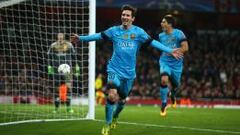 Leo Messi tras marcar el primer gol al Arsenal.
