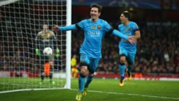 Leo Messi tras marcar el primer gol al Arsenal.