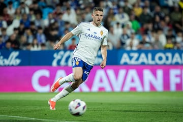 02/06/2024. Partido correspondiente a la jornada 42 de LaLiga Hypermotion entre el Real Zaragoza y el Albacete Balompié en La Romareda. Manu Vallejo