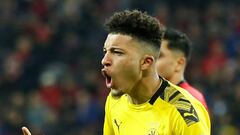 Soccer Football - Bundesliga - Bayer Leverkusen v Borussia Dortmund - BayArena, Leverkusen, Germany - February 8, 2020  Borussia Dortmund&#039;s Jadon Sancho celebrates scoring their third goal which is later disallowed  REUTERS/Leon Kuegeler  DFL regulat