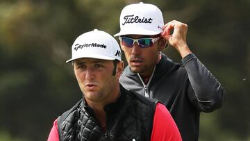 MELBOURNE, AUSTRALIA - NOVEMBER 25:  Rafa Cabrera Bello	and Jon Rahm of Spain line up a putt during day two of the World Cup of Golf at Kingston Heath Golf Club on November 25, 2016 in Melbourne, Australia.  (Photo by Scott Barbour/Getty Images)