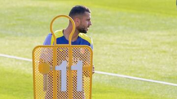 Hancko, en el entrenamiento del Atlético.