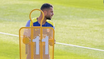 Hancko, en el entrenamiento del Atlético.