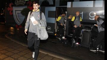Jozabed, en la llegada del Celta anoche a su hotel de concentraci&oacute;n en Madrid.