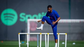 Ansu Fati, en un entrenamiento con el Barça.