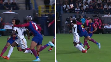 Penalti de Araújo sobre Vinicius.