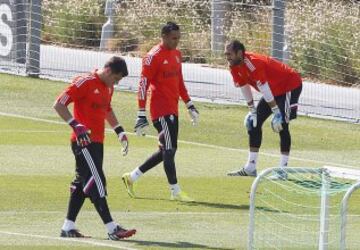 Los tres porteros del Real Madrid: Casillas, Keylor y Diego López.