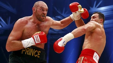 Tyson Fury en su combate contra Wladimir Klitschko. 