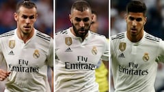 Gareth Bale, Karim Benzema y Marco Asensio.