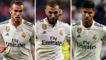 Gareth Bale, Karim Benzema y Marco Asensio.