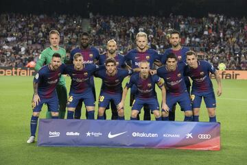 El once inicial del Barcelona. 