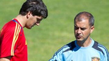 Mikel San José, durante el entrenamiento de hoy en Las Rozas.