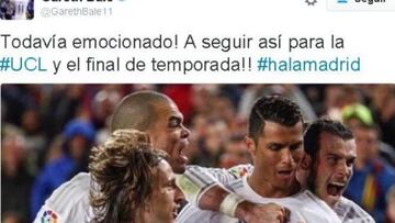 Bale celebró la victoria del Real Madrid en el Clásico.