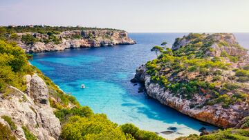 Caló des Moro ('small bay'), also Cala de Sa Comuna, is a bay in the southeast of the Spanish Balearic island of Mallorca. It is located on the coast of the municipality of Santanyí, southwest of the village of Cala Llombards, towards Cap de Ses Salines, the South Cape Mallorcas.